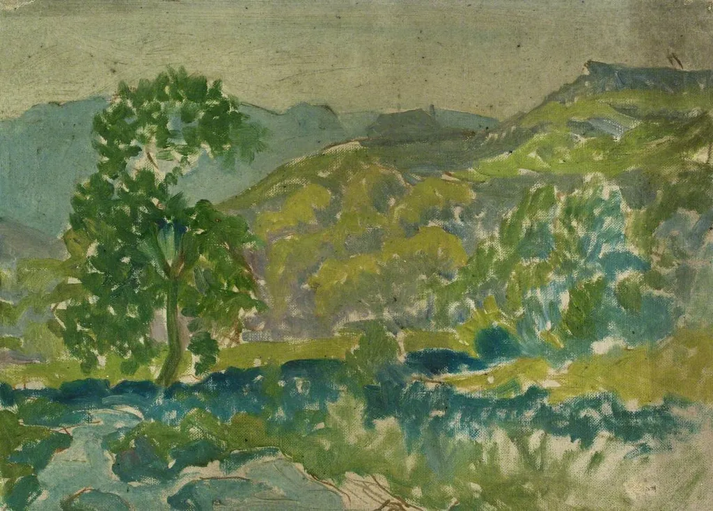 Tree in a Landscape, by John Kelt Edwards, oil, 1910