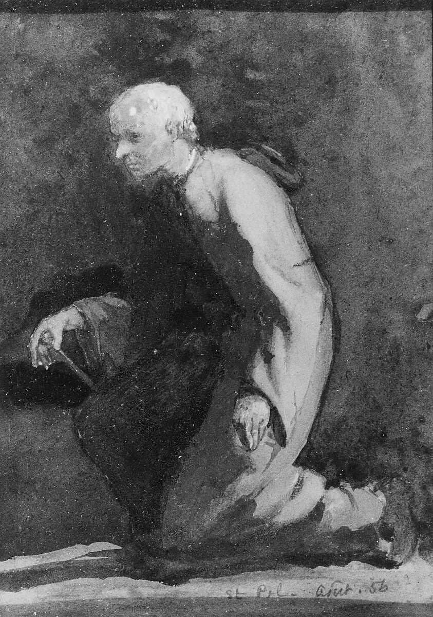 A Brittany Beadle—Sketch from Nature, by John La Farge, watercolor, 1856