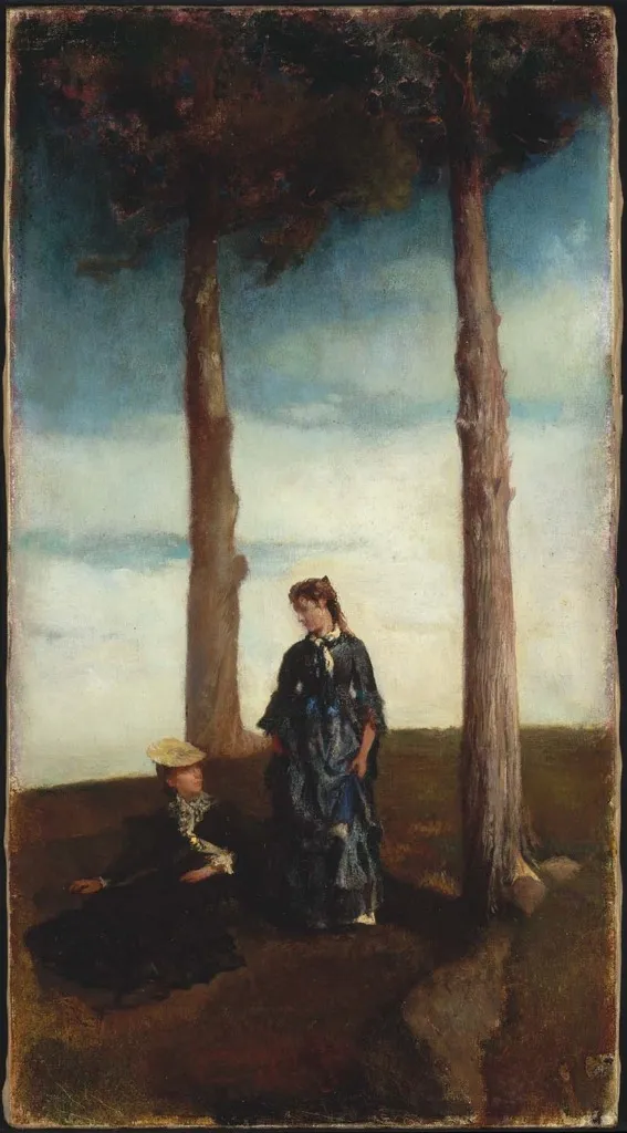 A Hillside Study (Two Trees), by John La Farge, oil, 1862