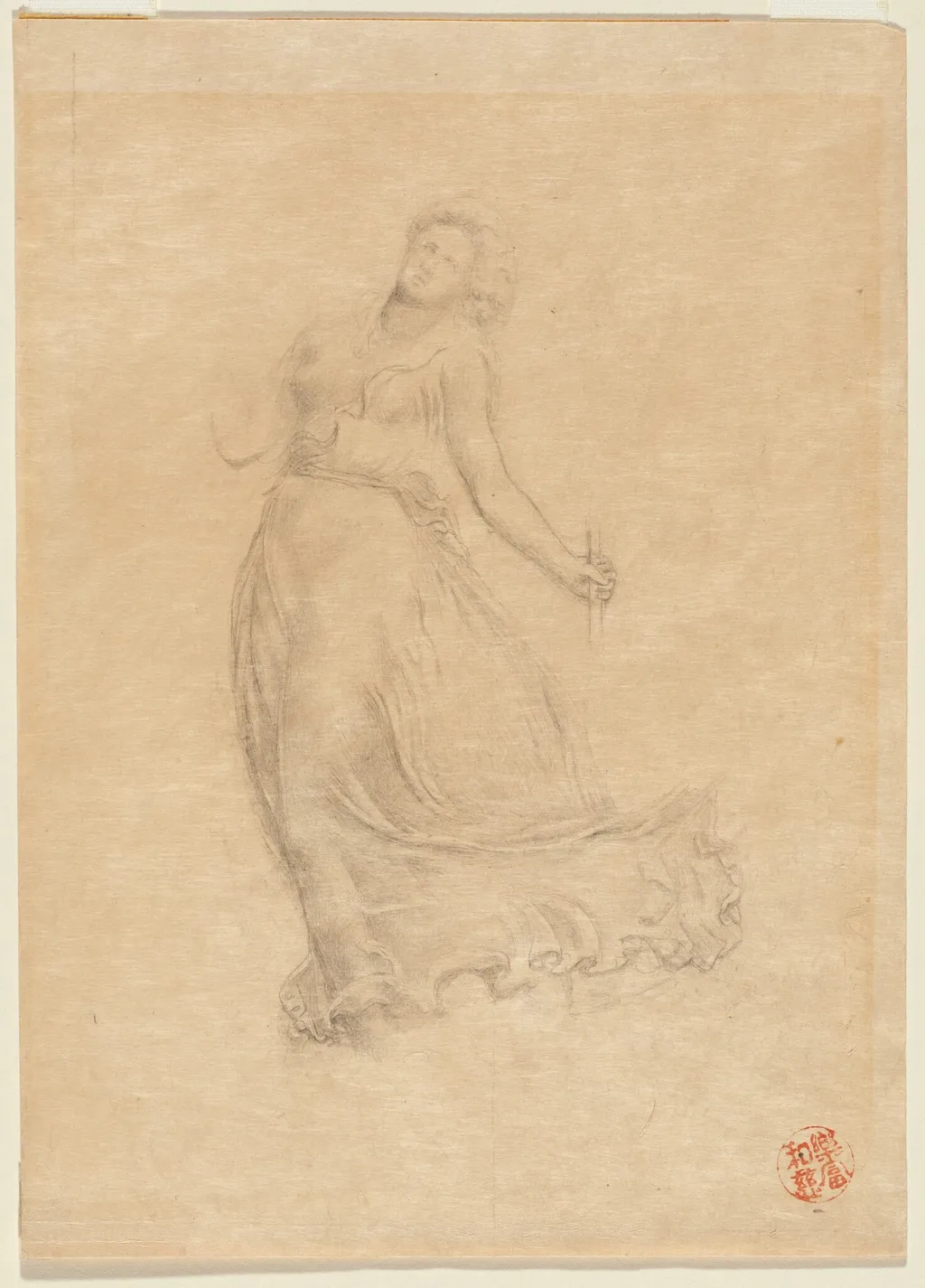 Allegorical Female Figure, by John La Farge, graphite, 1884