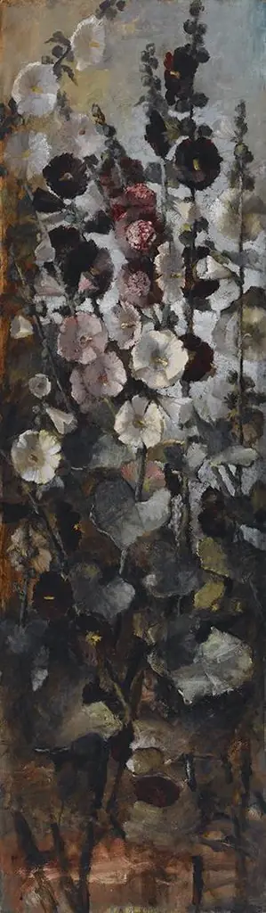 Hollyhocks, by John La Farge