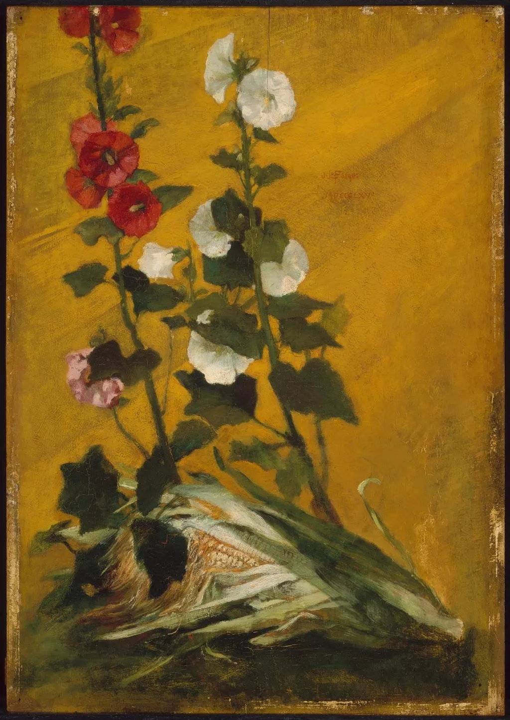 Hollyhocks and Corn (Decorative Panel), by John La Farge, unspecified, 1865