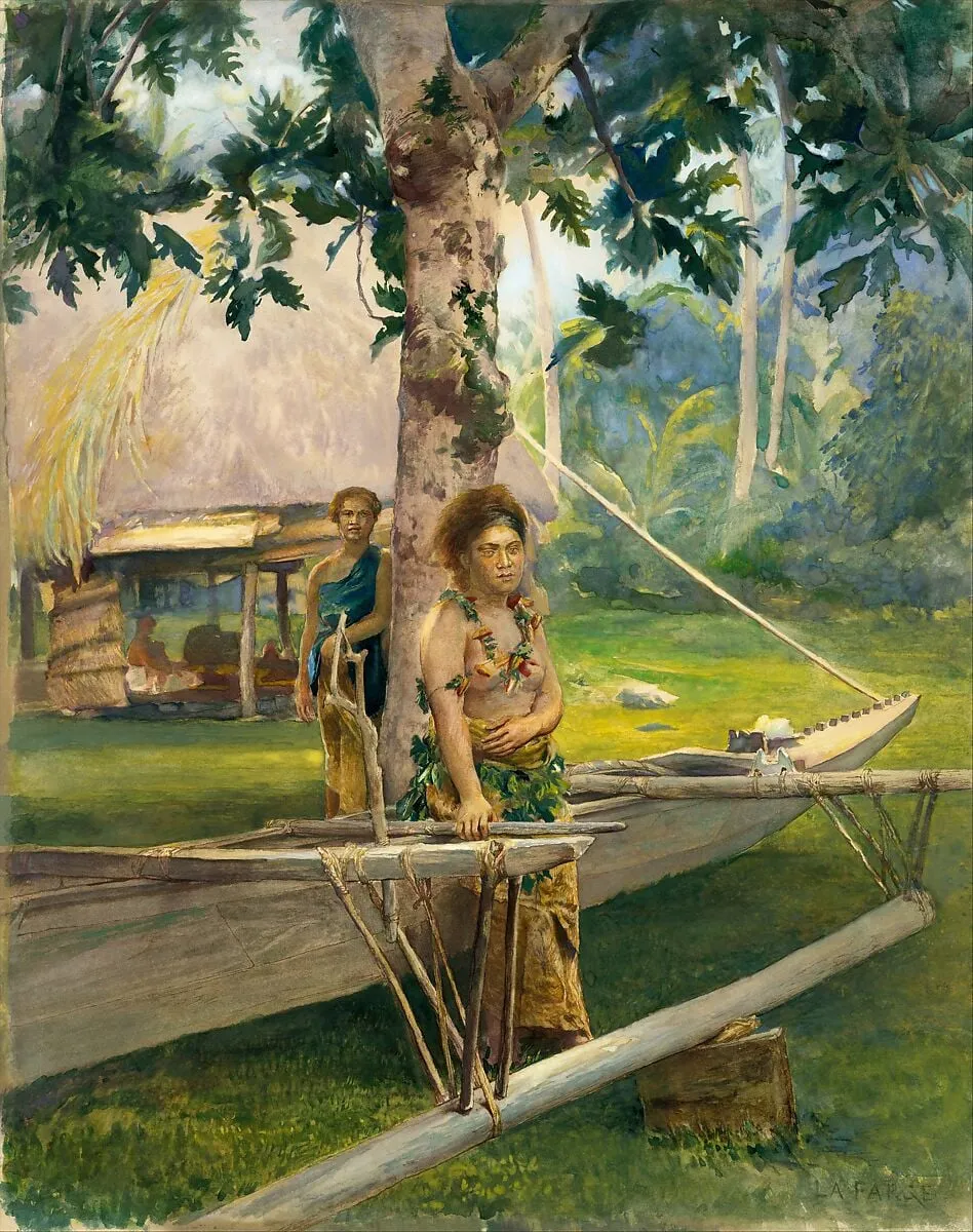 Portrait of Faase, the Taupo, or Official Virgin, of Fagaloa Bay, and Her Duenna, Samoa, by John La Farge, watercolor, 1891