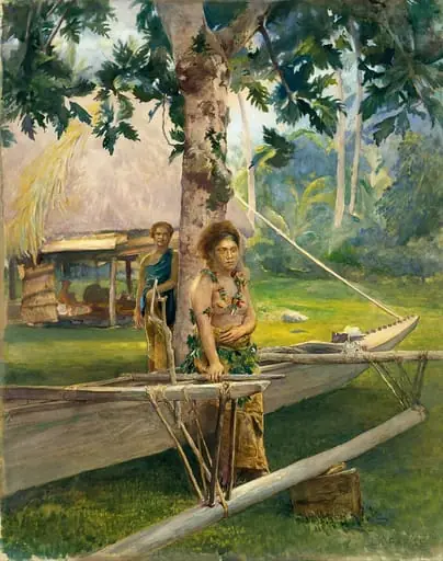 Portrait of Faase, the Taupo, or Official Virgin, of Fagaloa Bay, and Her Duenna, Samoa, by John La Farge