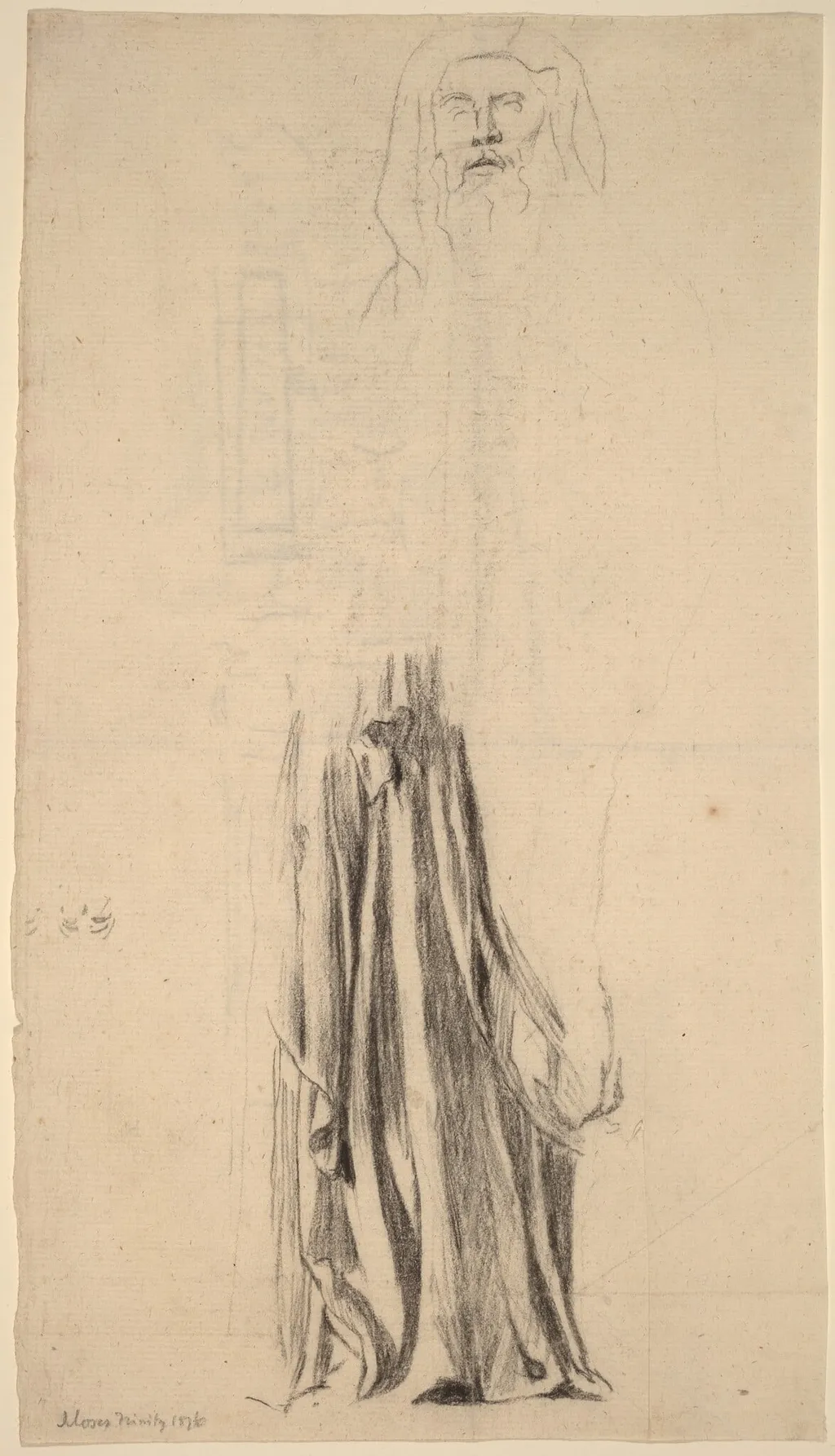 Study for Moses - Trinity Church, Boston, by John La Farge, charcoal, 1876