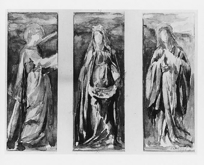 Three Saints (Alternate Study for Chapel Windows, Caldwell House, Newport), by John La Farge, watercolor, 1886