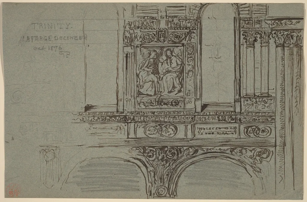 Trinity Church, Boston (nave) - Mural Study, by John La Farge, ink, 1876