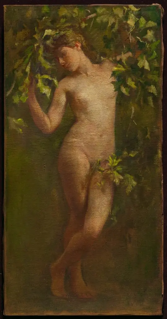 Woman Bending Down Branch (Study for Cornelius Vanderbilt II, House, New York), by John La Farge