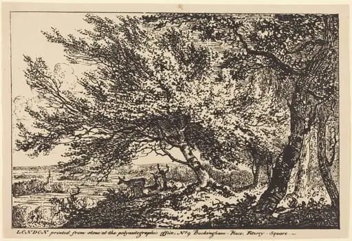 Landscape with Deer under Trees, by John Laporte