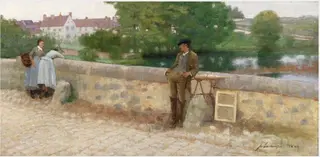 On the Bridge at Grez — John Lavery