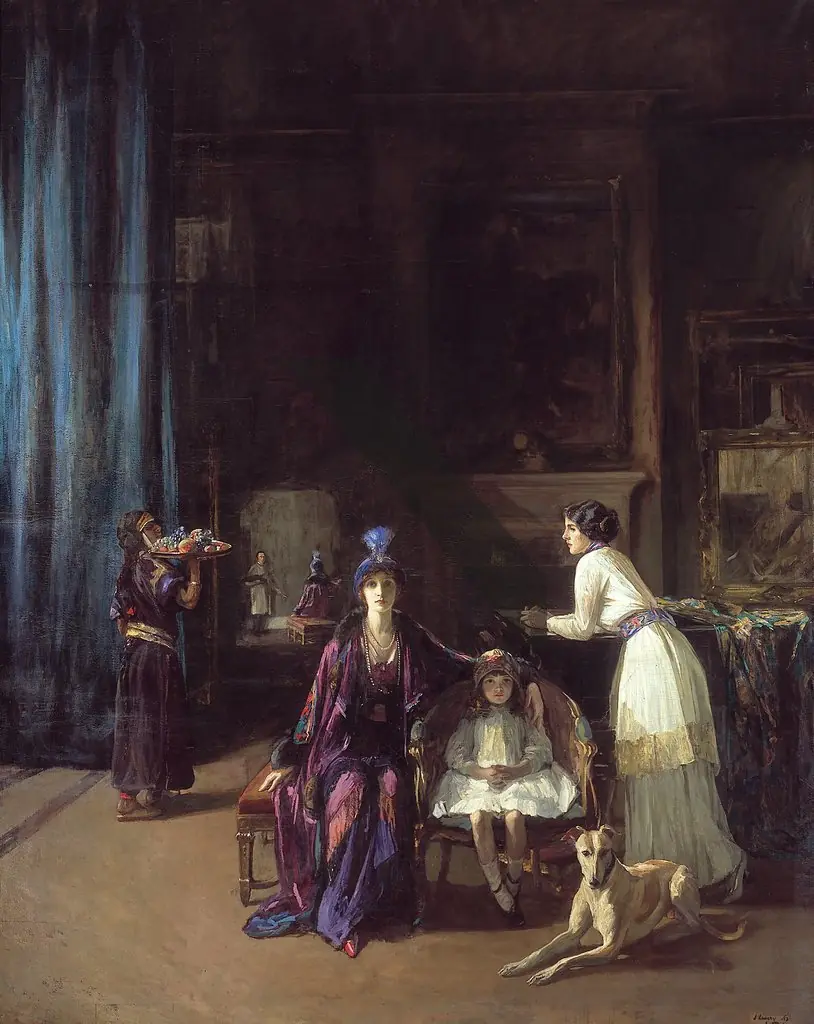 The Artist's Studio: Lady Hazel Lavery with her Daughter Alice and Stepdaughter Eileen, by John Lavery