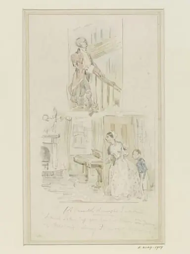 Two sketches for book illustrations, by John Leech