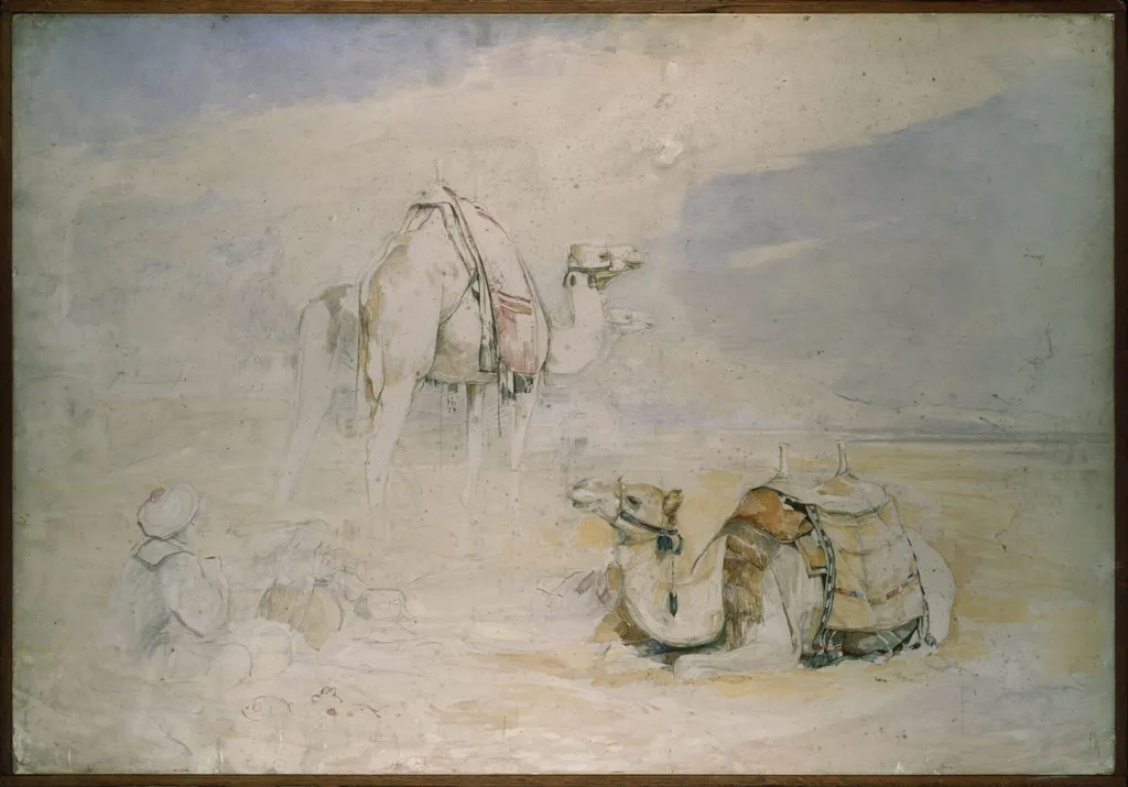 Study for 'A Halt in the Desert', by John Lewis, watercolor, 1855