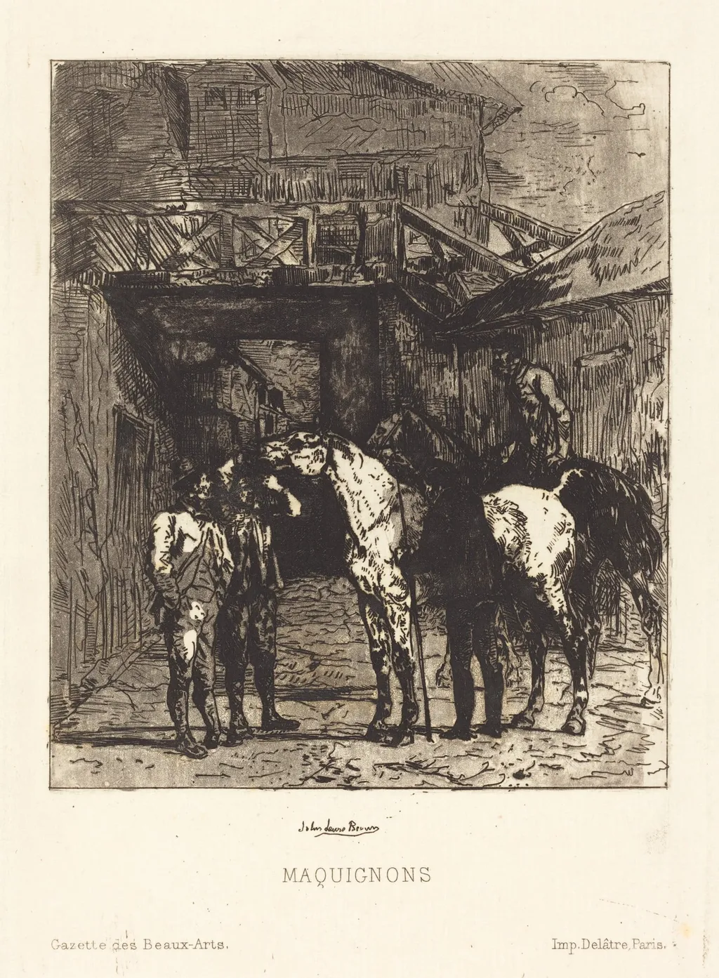 Maquignons (Horse Dealers), by John Lewis Brown, ink, 1860