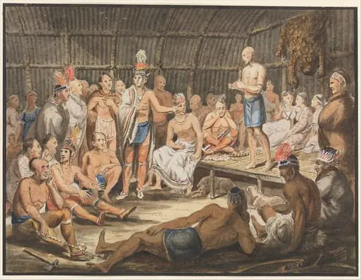 Exhibition of Indian Tribal Ceremonies at the Olympic Theater, Philadelphia, by John Lewis Krimmel, 1811