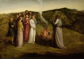 Job offering a sacrifice on his return to prosperity, by John Linnell, 1845