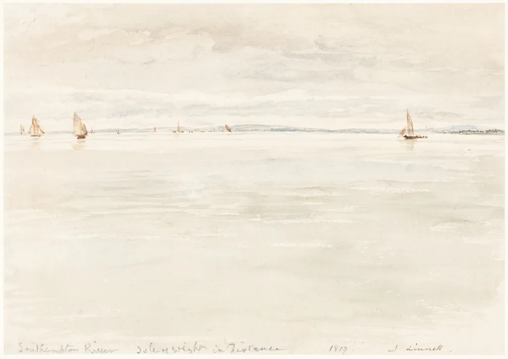 Sailboats on Southampton River, by John Linnell, watercolor, 1819