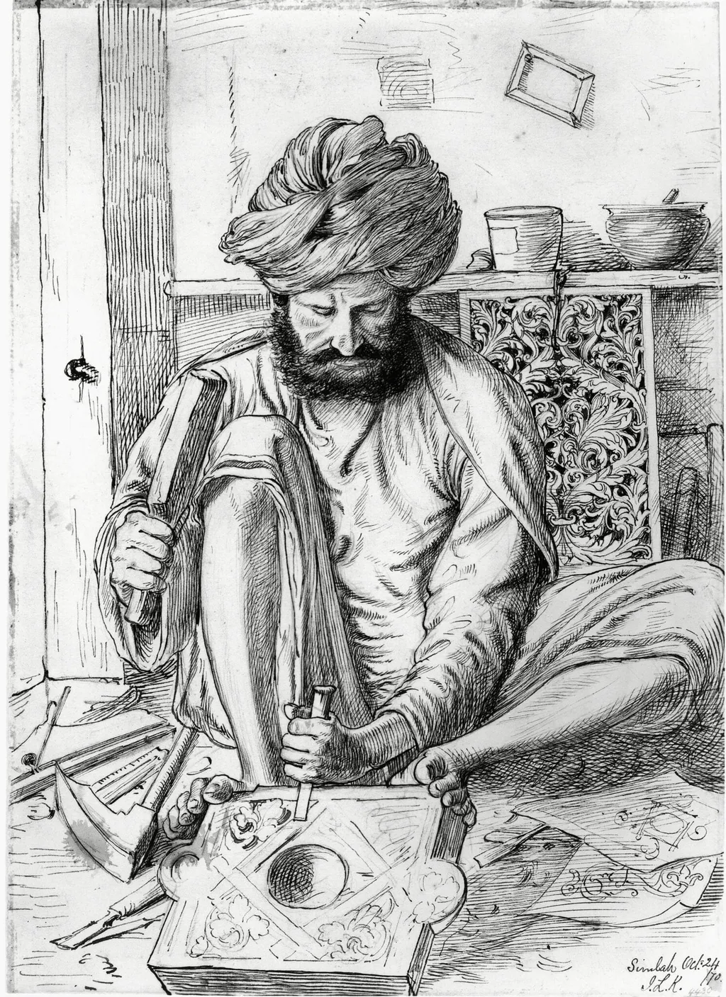 A wood carver, by John Lockwood Kipling, 1870