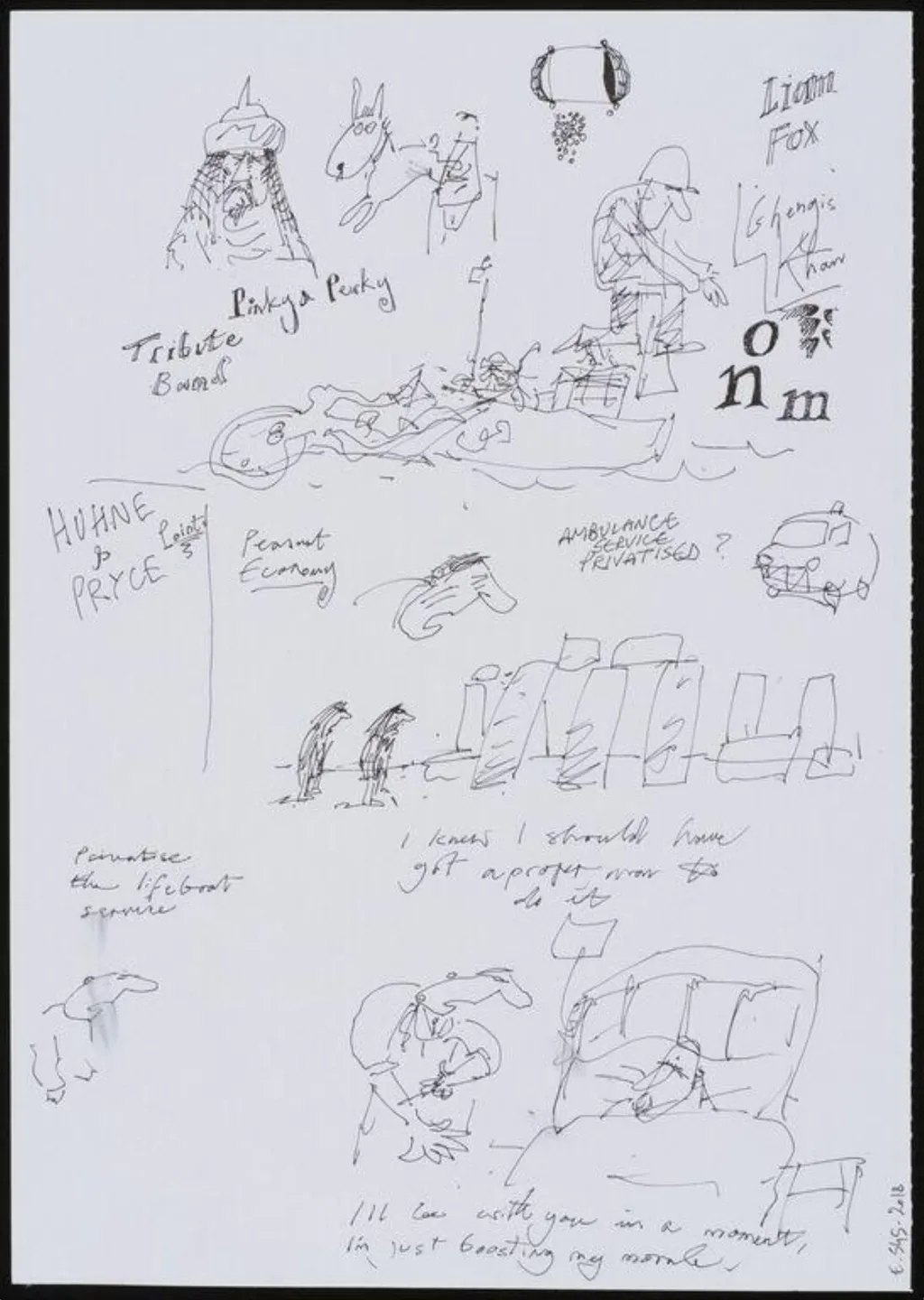 Artist's sketchbook page, by John Longstaff