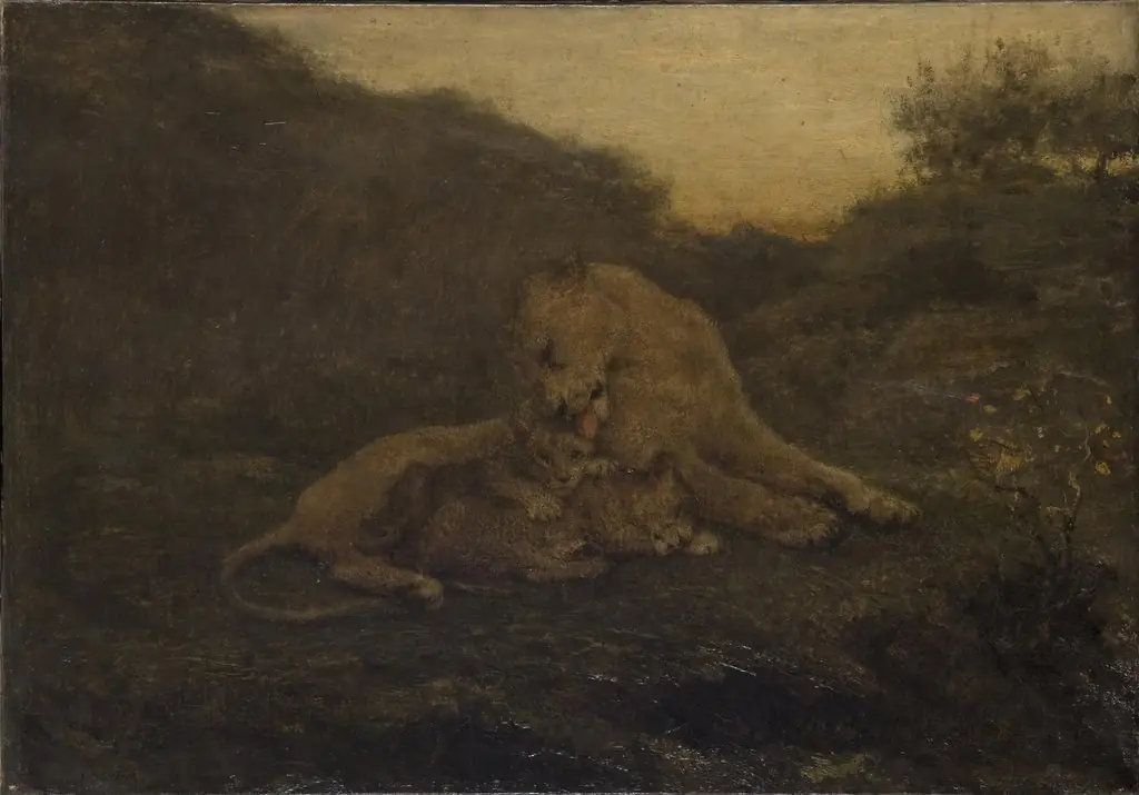 A Lioness and Cubs, by John Macallan Swan