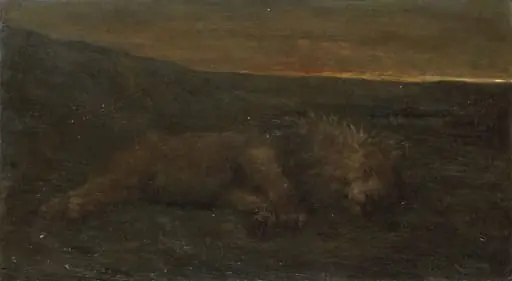 Sleeping Lion by Night, by John Macallan Swan