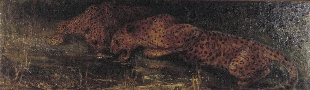 Two drinking panthers, called 'Thirst', by John Macallan Swan
