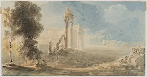 Classical Ruins and Mountains, by John Martin