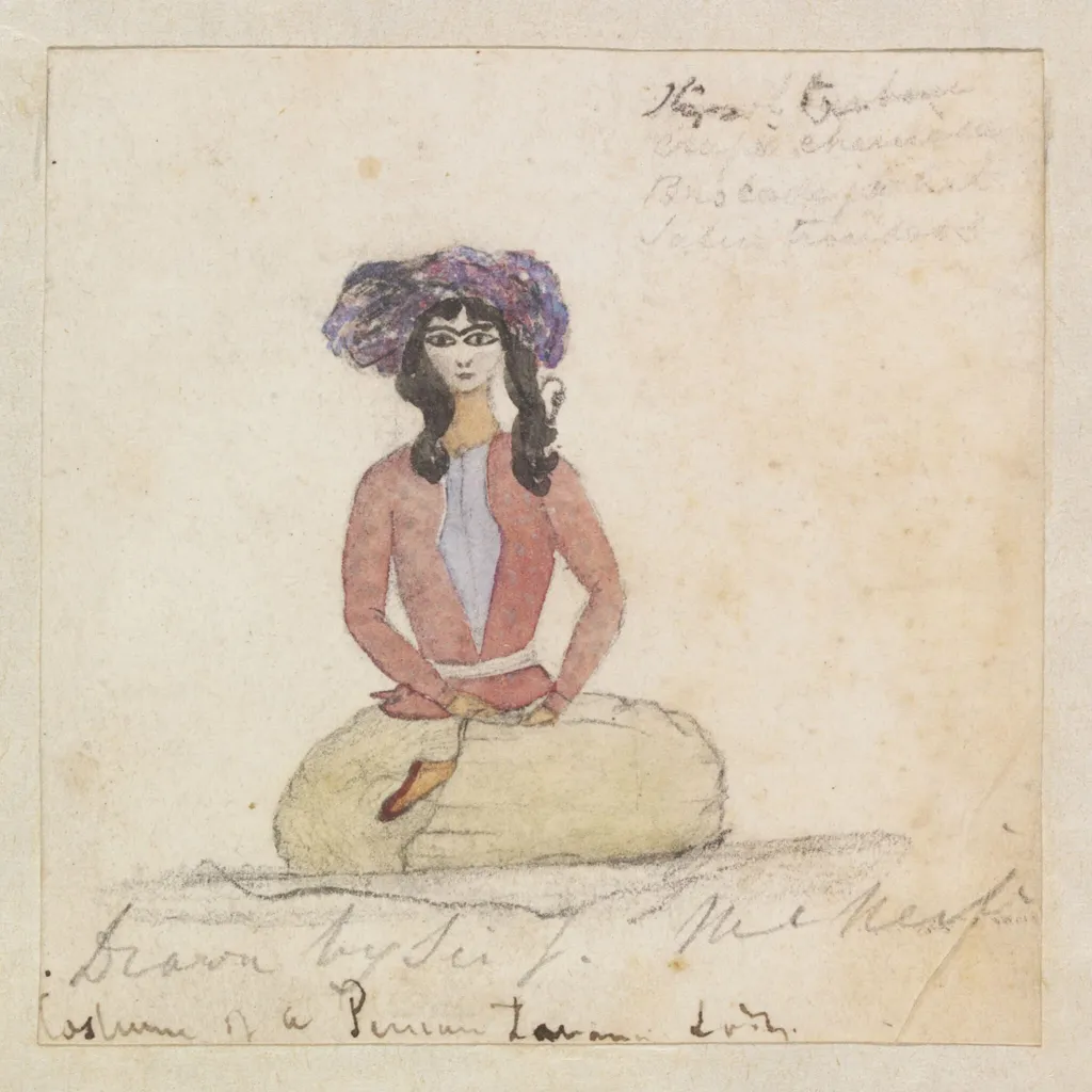 Costume of a Persian Harem Lady, by John McNeill, watercolor, 1833