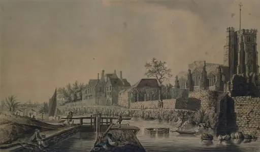 All Saints' Church and the Archbishop's Palace, Maidstone, by John Melchior Barralet
