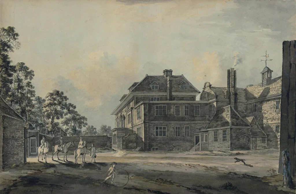 The Courtyard of a Mansion with Figures, by John Melchior Barralet, watercolor, 1781