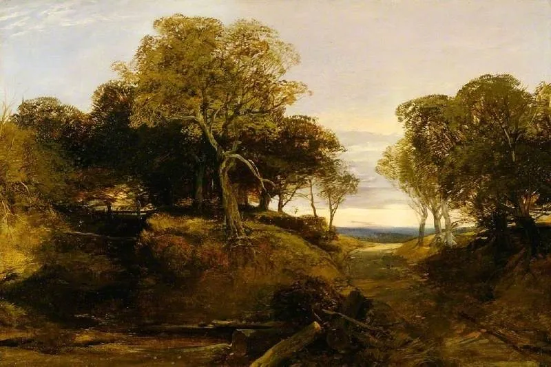 A path through a wooded landscape, by John Middleton, oil