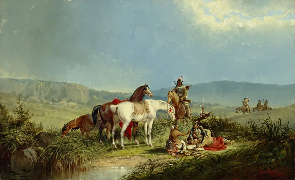 Indians Playing Cards, by John Mix Stanley, oil, 1866