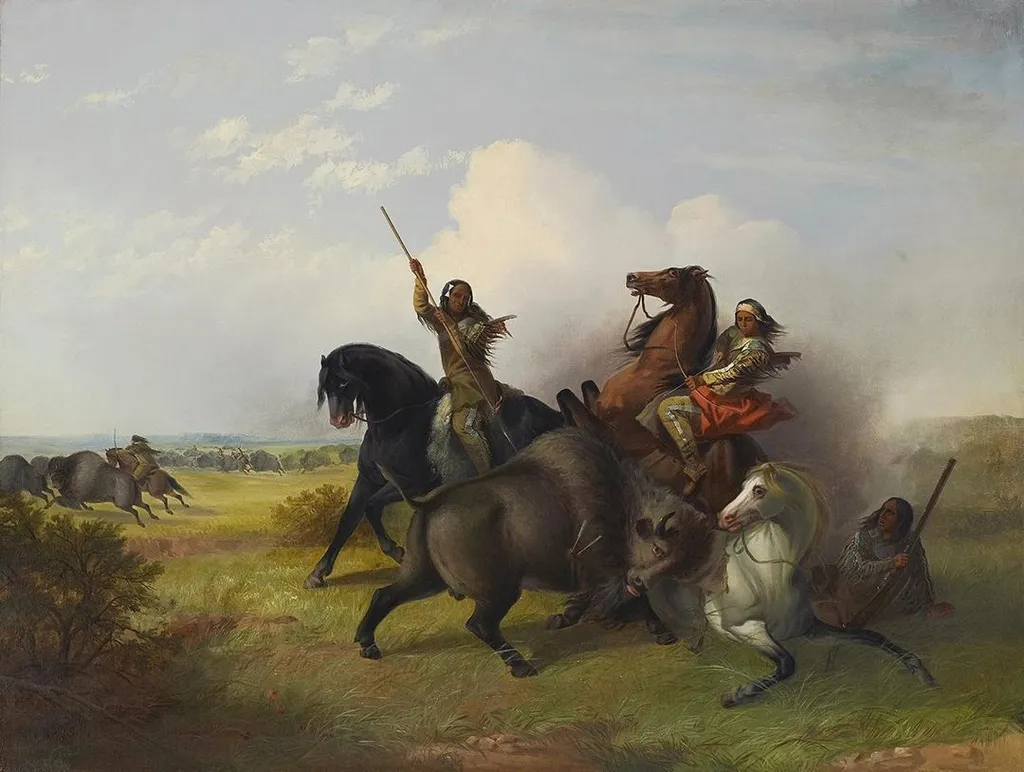 The Buffalo Hunt, by John Mix Stanley, oil, 1855