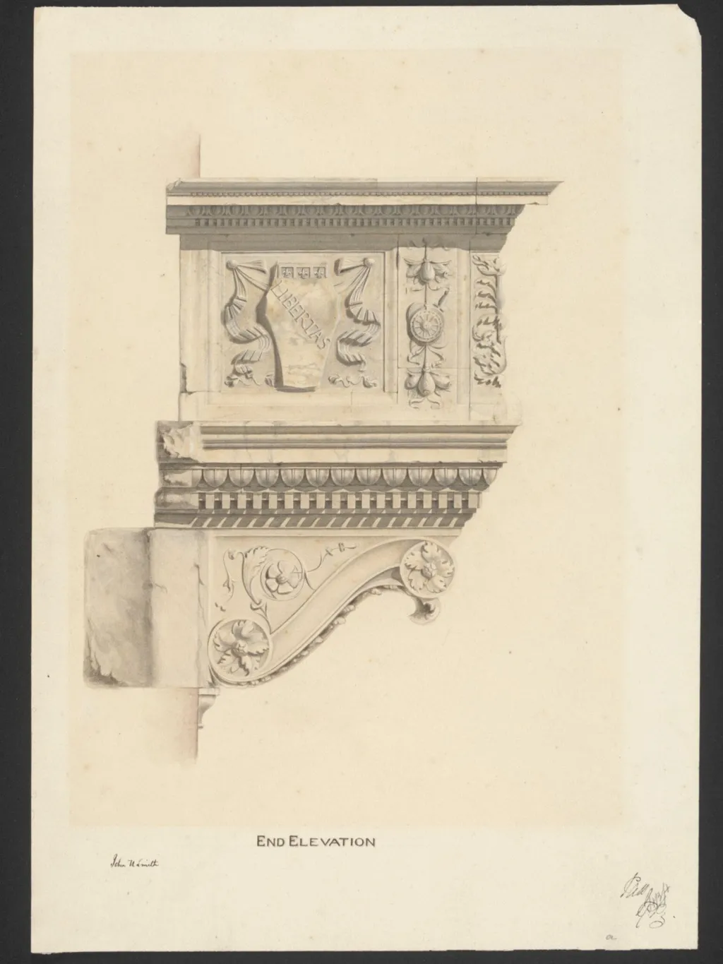 Drawing of the cantoria of Santa Maria Novella, Florence, by John N. Smith, 1870