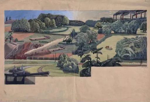 Design for a mural in Leeds Town Hall, by John Northcote Nash