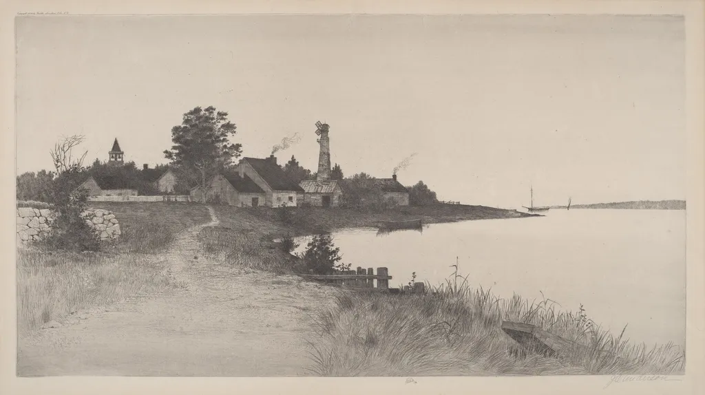 Untitled (Coastal Scene), by John O. Anderson, ink, 1891