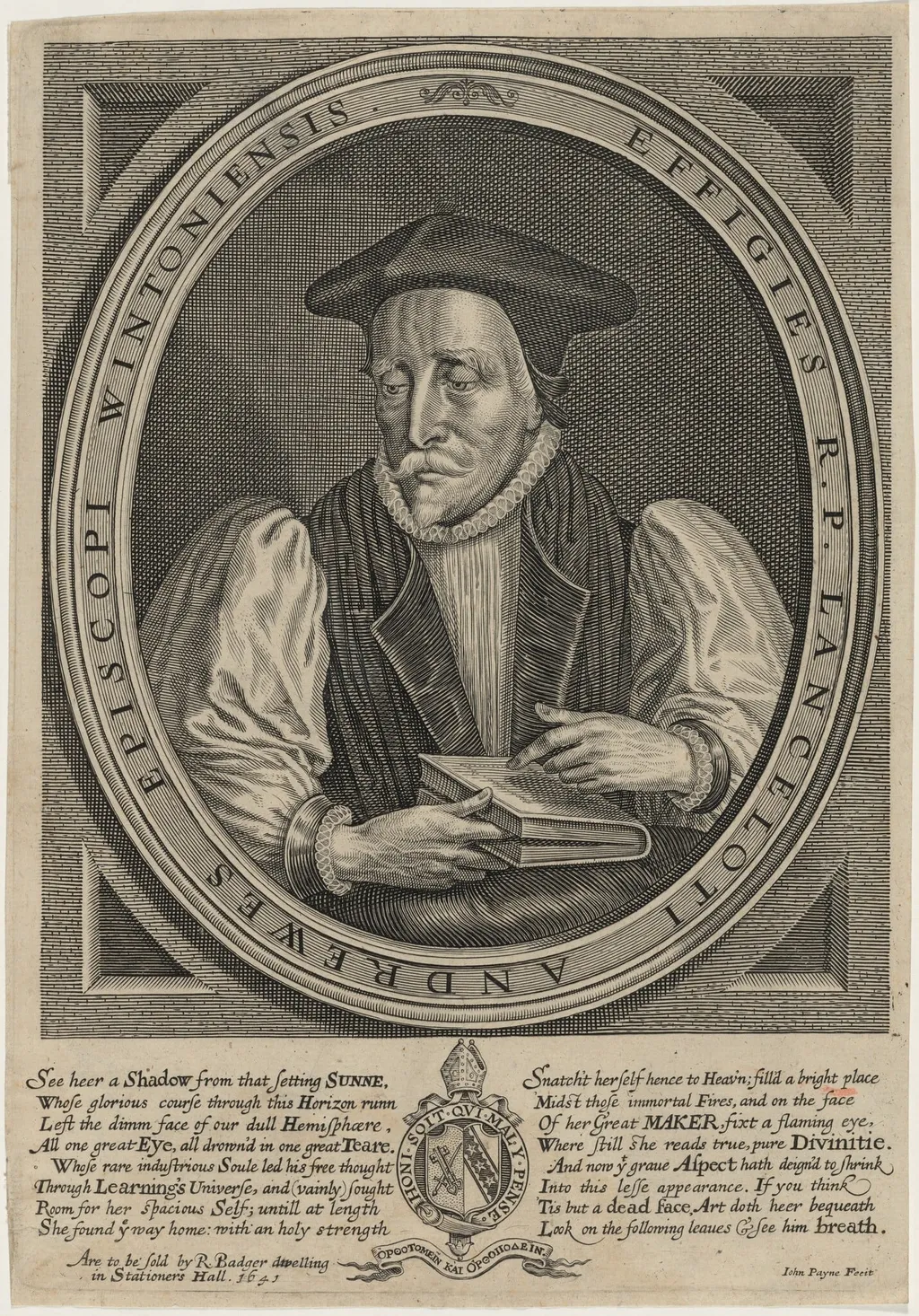 Lancelot Andrewes, by John Payne, ink, 1641