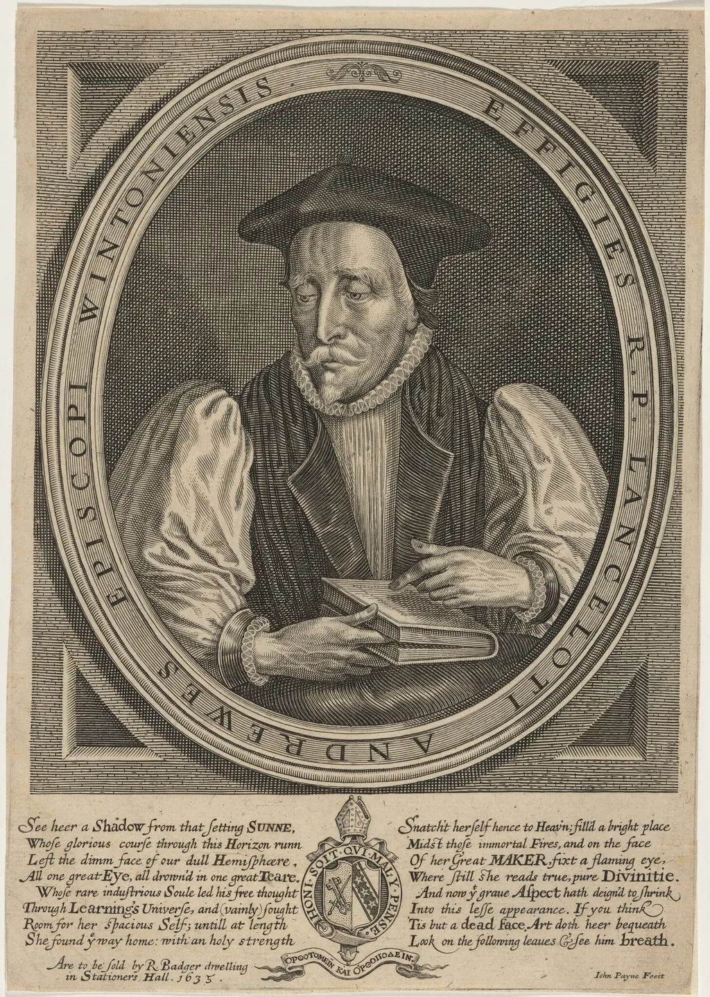 Lancelot Andrewes, by John Payne, ink, 1635