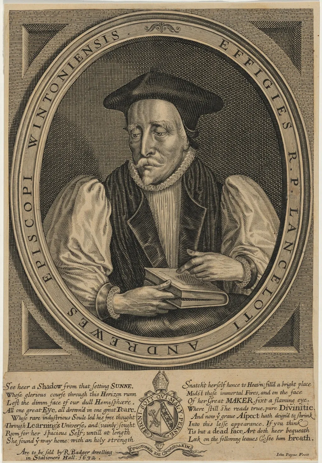 Lancelot Andrewes, Bishop of Winchester, by John Payne, ink, 1632