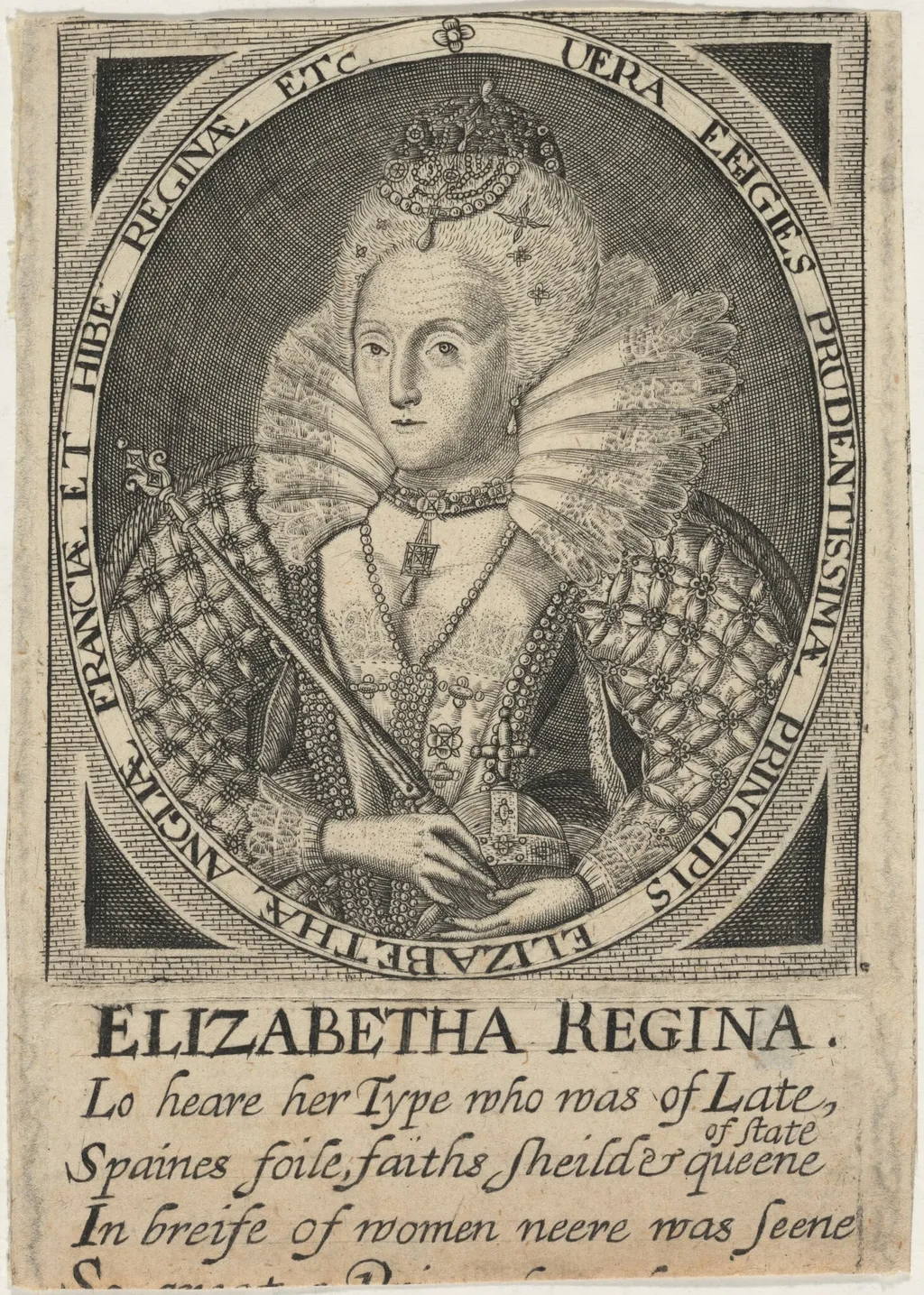Queen Elizabeth, by John Payne, ink, 1627