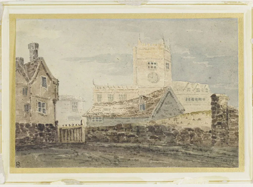 The school, Shrewsbury, by John Pearson, watercolor, 1802