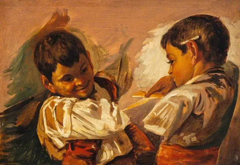 Two Boys: Study after 'Spanish Boys Playing at Bull-fighting' (NG 534), by John Phillip