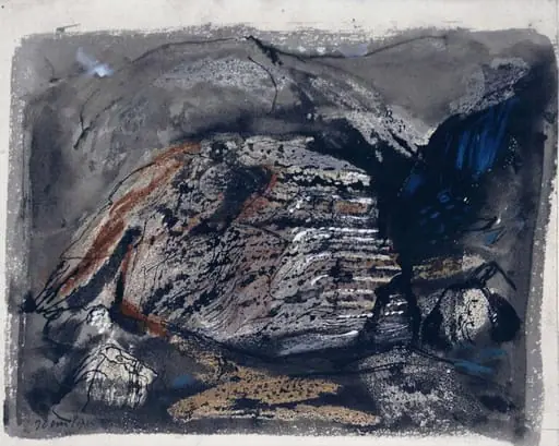 Rock below Llyn Naddroedd I, by John Piper