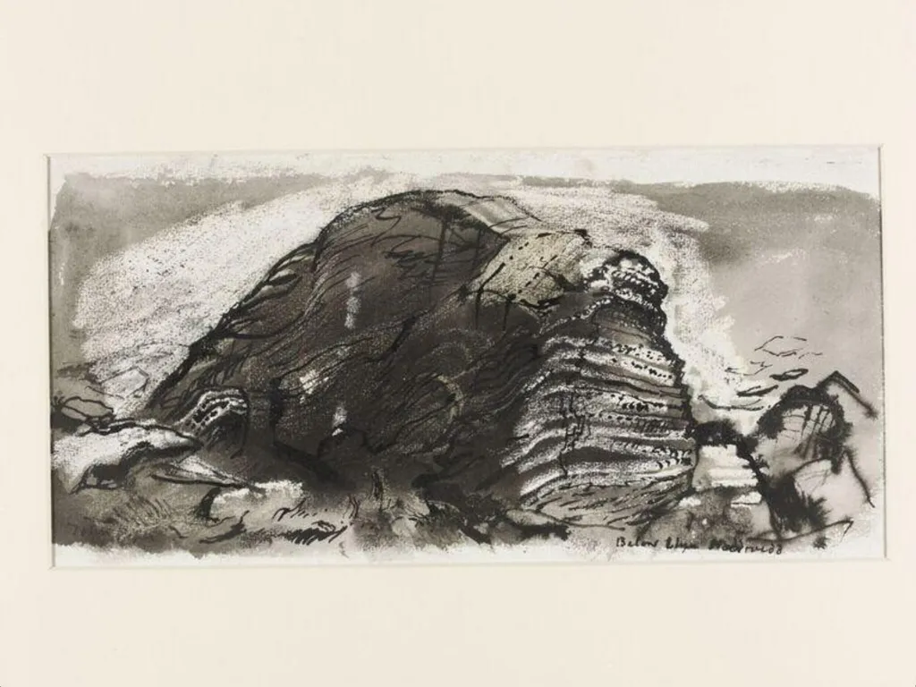 Rock below Llyn Naddroedd II, by John Piper, watercolor, 1949