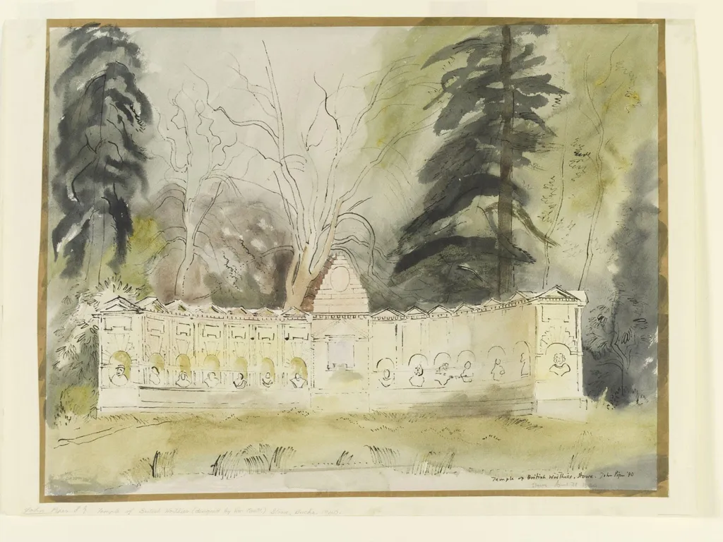 The Temple of British Worthies, Stowe, Gloucestershire, by John Piper, watercolor, 12