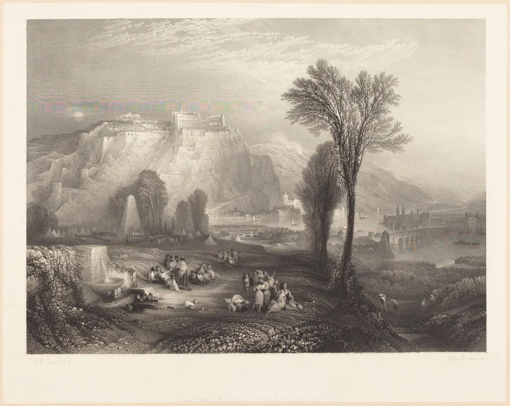 Ehrenbreitstein, by John Pye, ink, 1845