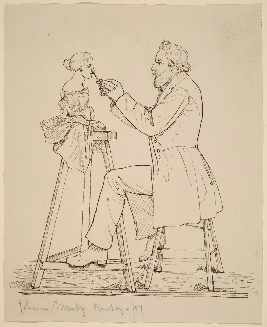Johnson Mundy, Sculptor, by John Quincy Adams Ward, ink, 1857