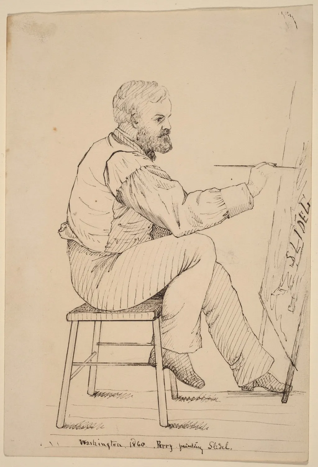 Sketch Class Series - E.W. Perry, by John Quincy Adams Ward, ink, 1860