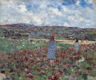 Landscape with Two Girls in Blue, by John Quinton Pringle, 1903