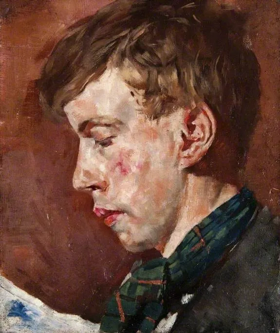 Man's Head with a Tartan Scarf, by John Quinton Pringle, oil, 1896